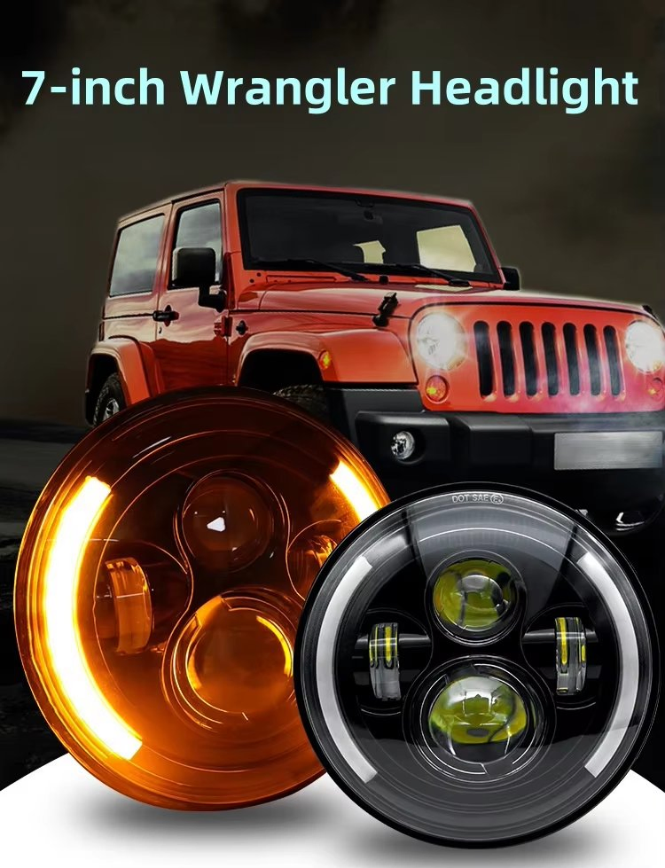 LED фара для мотоцикла 7 дюймов, полукруглая