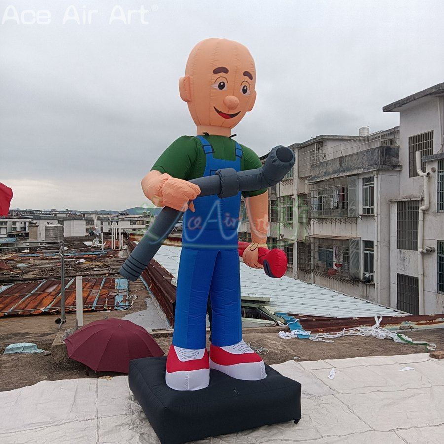 3 Meter Tall Inflatable Toilet Repairman Advertising Cartoon Character for Promotion