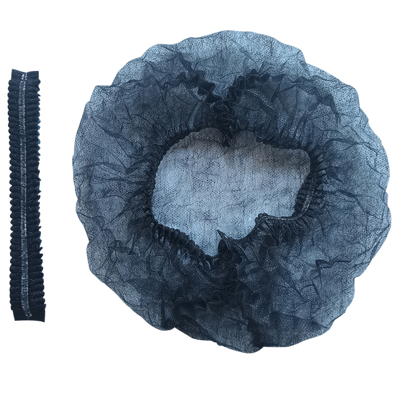 PP Nonwoven Breathable Comfortable Hairnets Disposable Head Cap Food Service Bouffant Hair Cap 21" Black