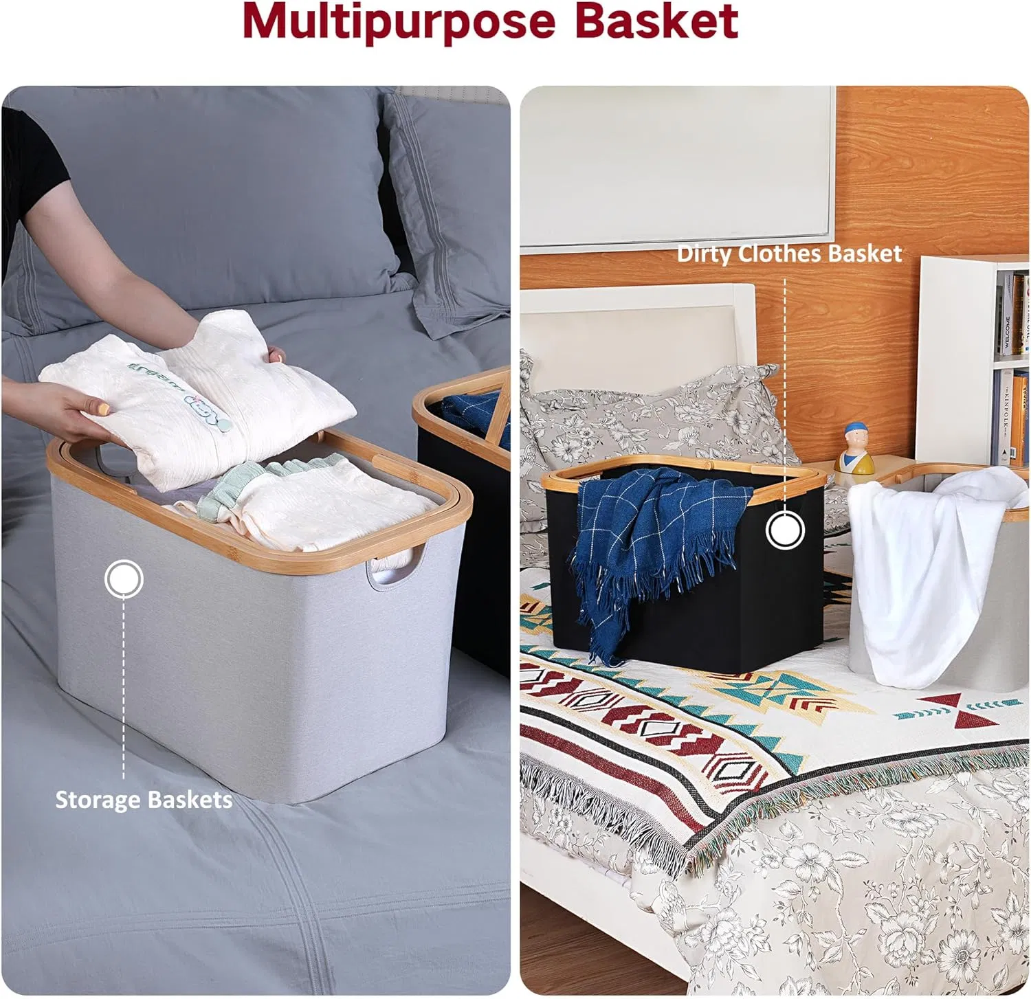 Bamboo Household Simple Laundry Room Dirty Clothes and Miscellaneous Storage Basket
