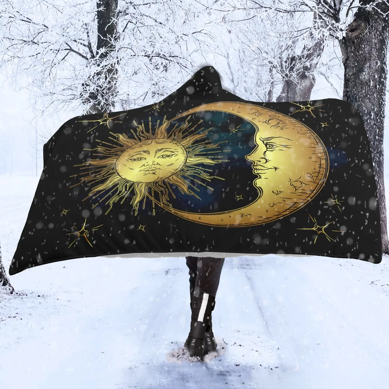 Custom Print on Demand Fleece Hoodie Blanket