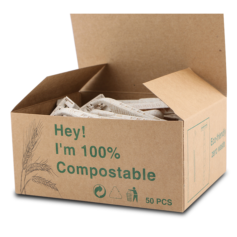 Biodegradable Wheat Straw Handle Two Stainless Steel Blade Eco-Friendly Shaving Razor