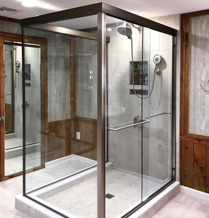 Home Decor Decoration Hotel Construct Bathroom Tempered Glass Simple Sliding Walk in Sealed Aluminum Shower Enclosure Accessories