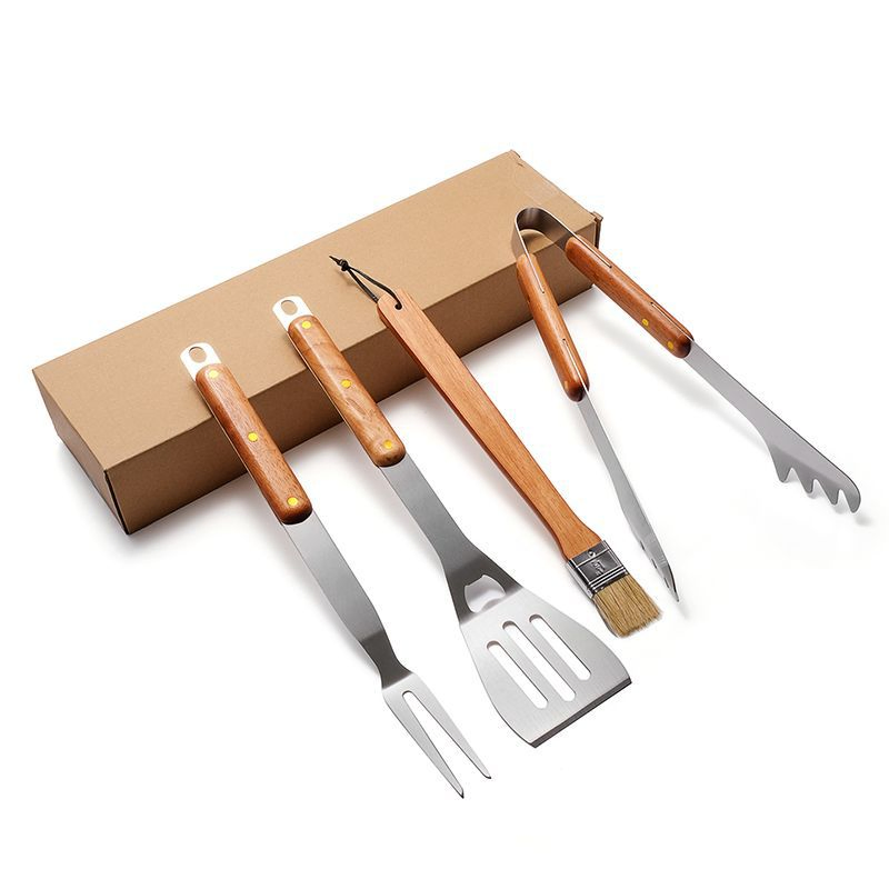 Grilling Gift Heavy Duty Grill Accessories Grilling Tools Set Wooden Handle BBQ Utensils