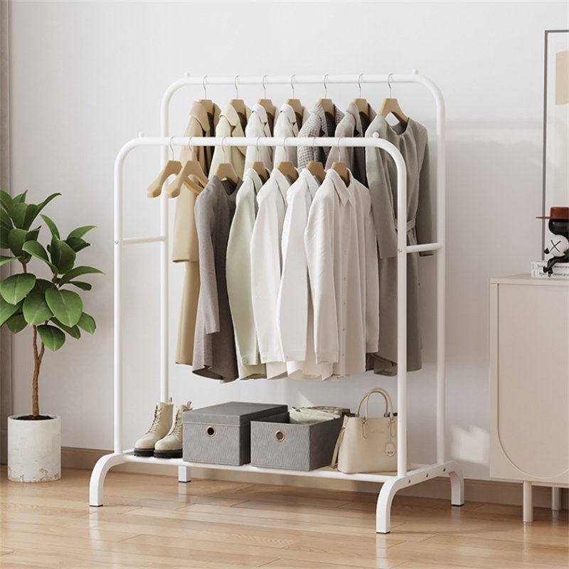 Hanging Clothes Rack, Floor Standing High and Low Double Pole Style, Clothes Rack
