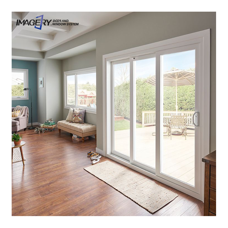 Modern Double Toughened Glass PVC Design UPVC Sliding Door