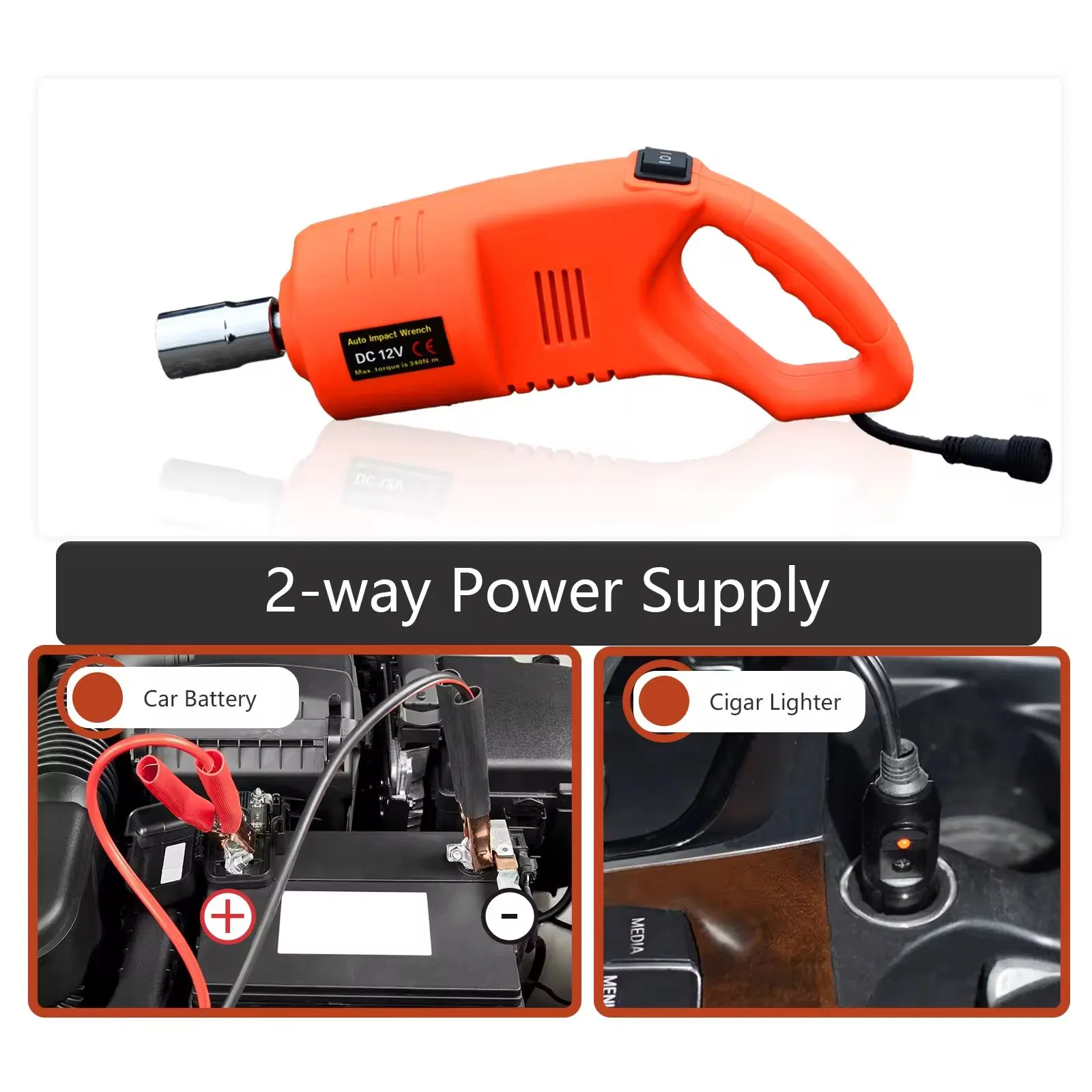 Zsb01 High Quality Tool Box Power 80W 12V 480n. M Electric Car Jack Impact Wrench High Torque for Car Repair