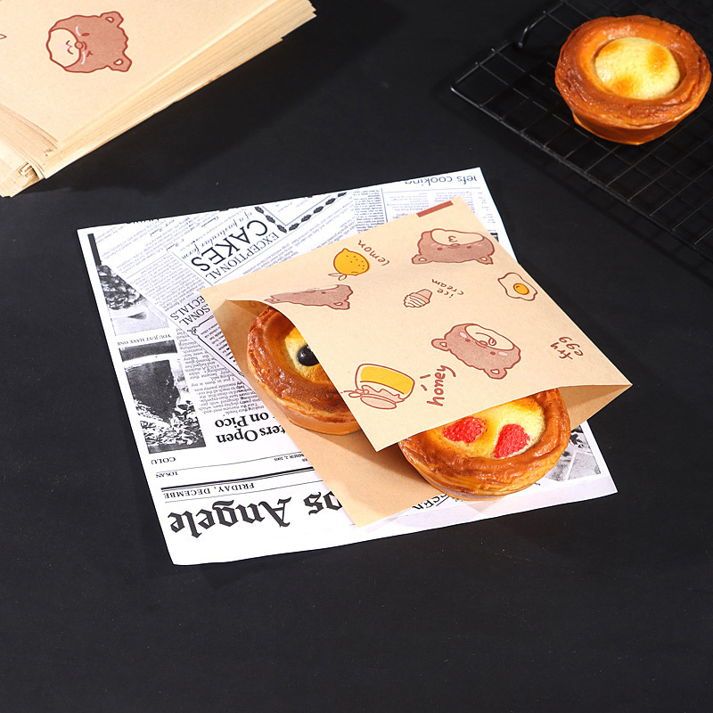 Hot Food Snack Delivery Roasted Chicken Sandwich Chocolate Wrapping Oil Proof Fries Chips Wax Paper Bag