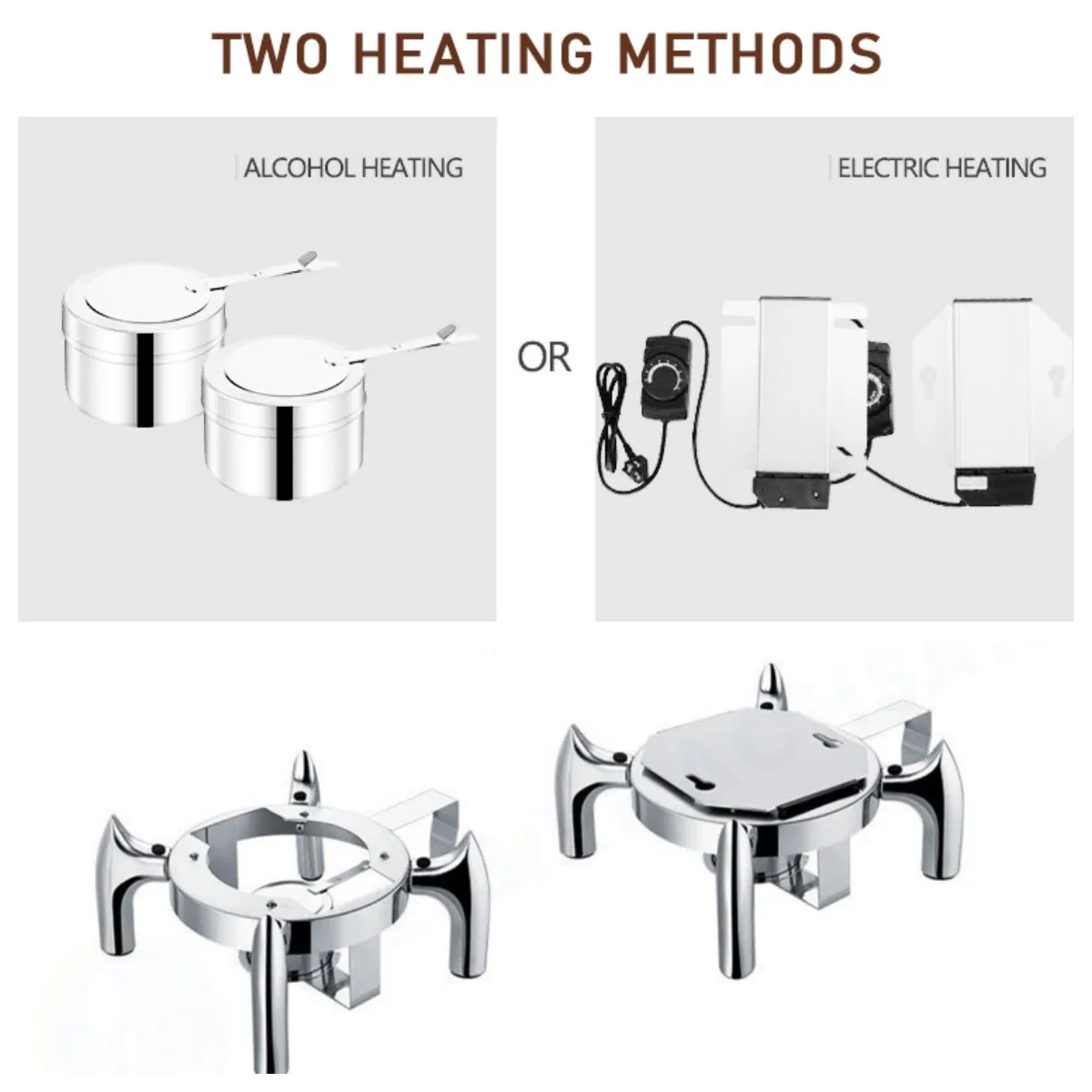 Daosheng Direct Factory Chafing Dish Buffet Set Luxury Visible Glass Lid Whole Chaffers Food Warmer Hydraulic