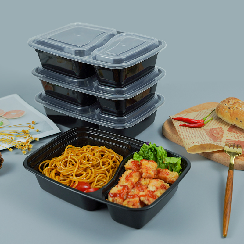 828 6828 2 Compartment PP Plastic Meal Prep Food Container Lunch Box with Microwavable Food Storage Boxs