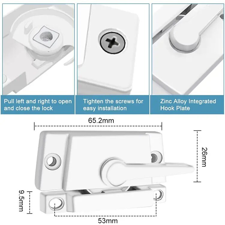 White Metal Keyed Window Sash Lock