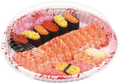 Multi Size Round Sushi Box Pet Sushi Tray Plastic Fruit Sashimi Platter Box Big Capacity