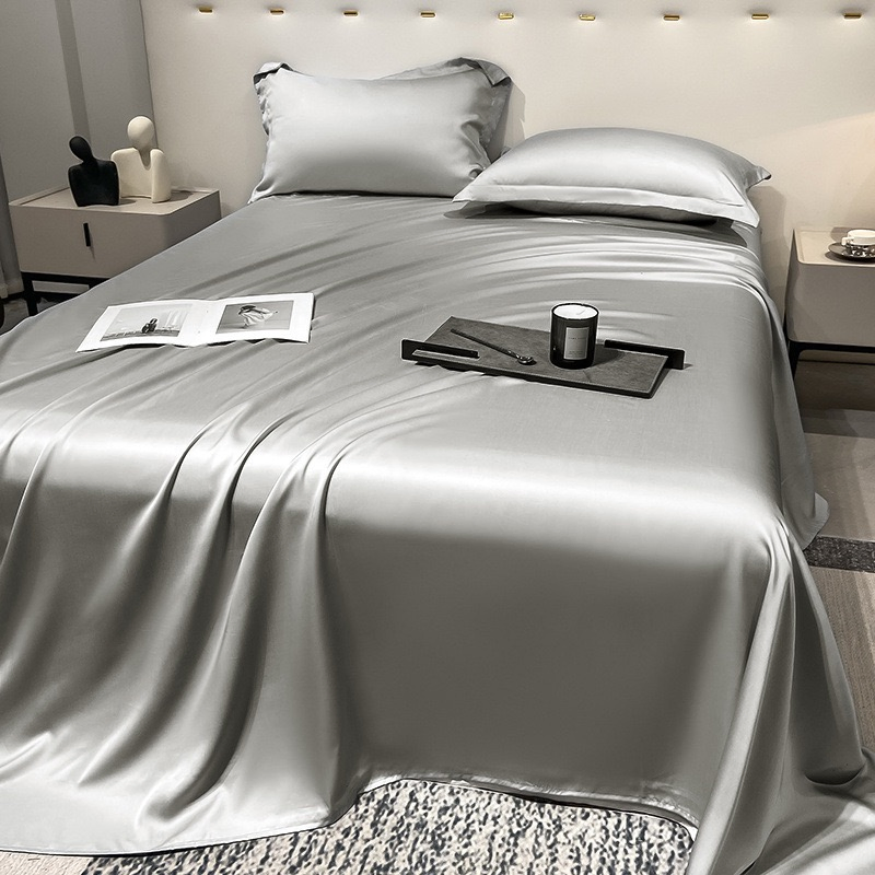 Solid Color Lyocell Flat Sheet 3PCS Pillowcases Single Product Tencel Bedding Set Home Hotel Textile Bed Sheets