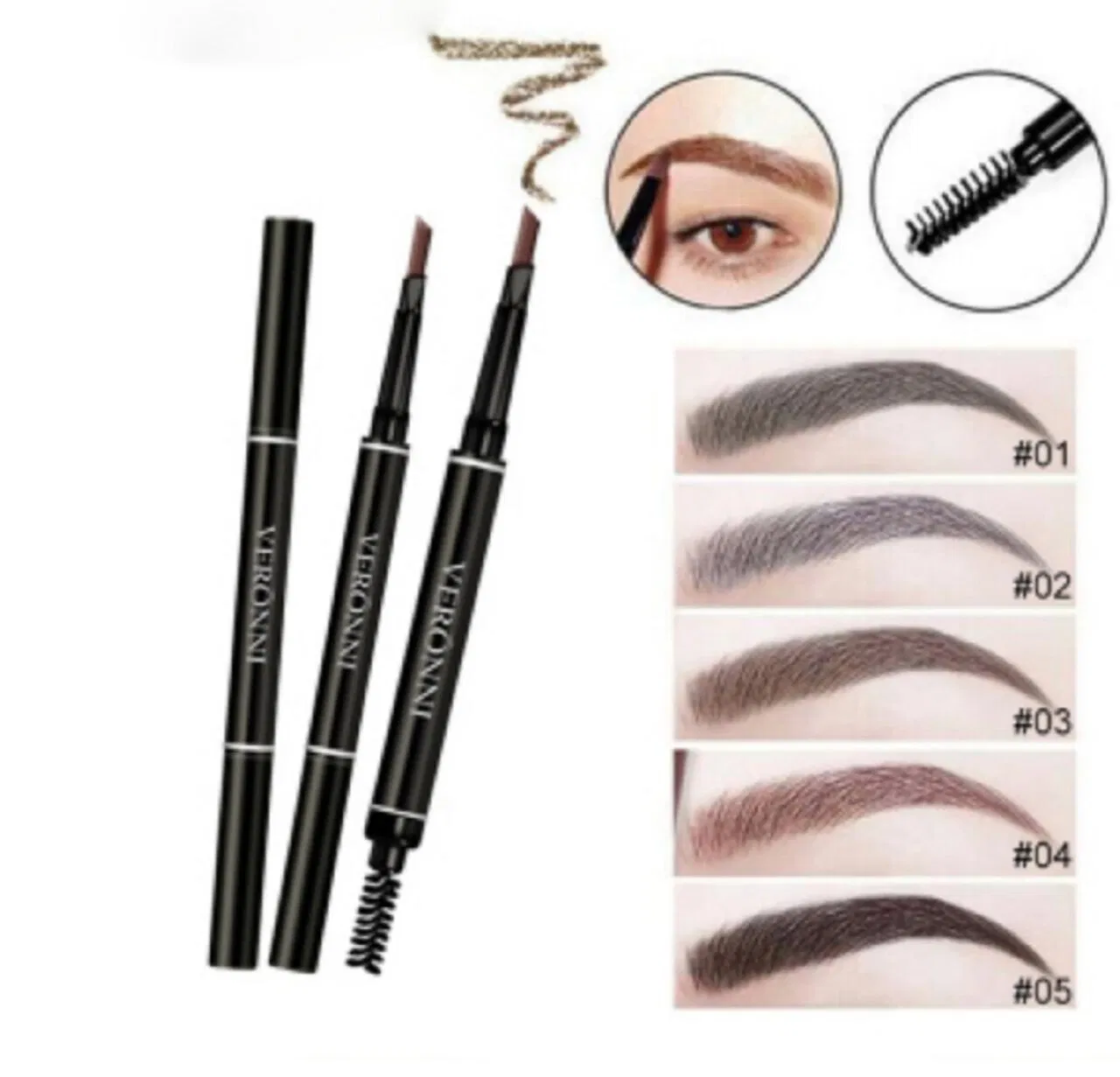 Ep17 Amazon Hot Eyebrow Pencil, Automatic Double-Headed Waterproof Non-Halo Makeup Pen Colorful Phoenix Eyebrow Pen Cross-Border Direct Sales