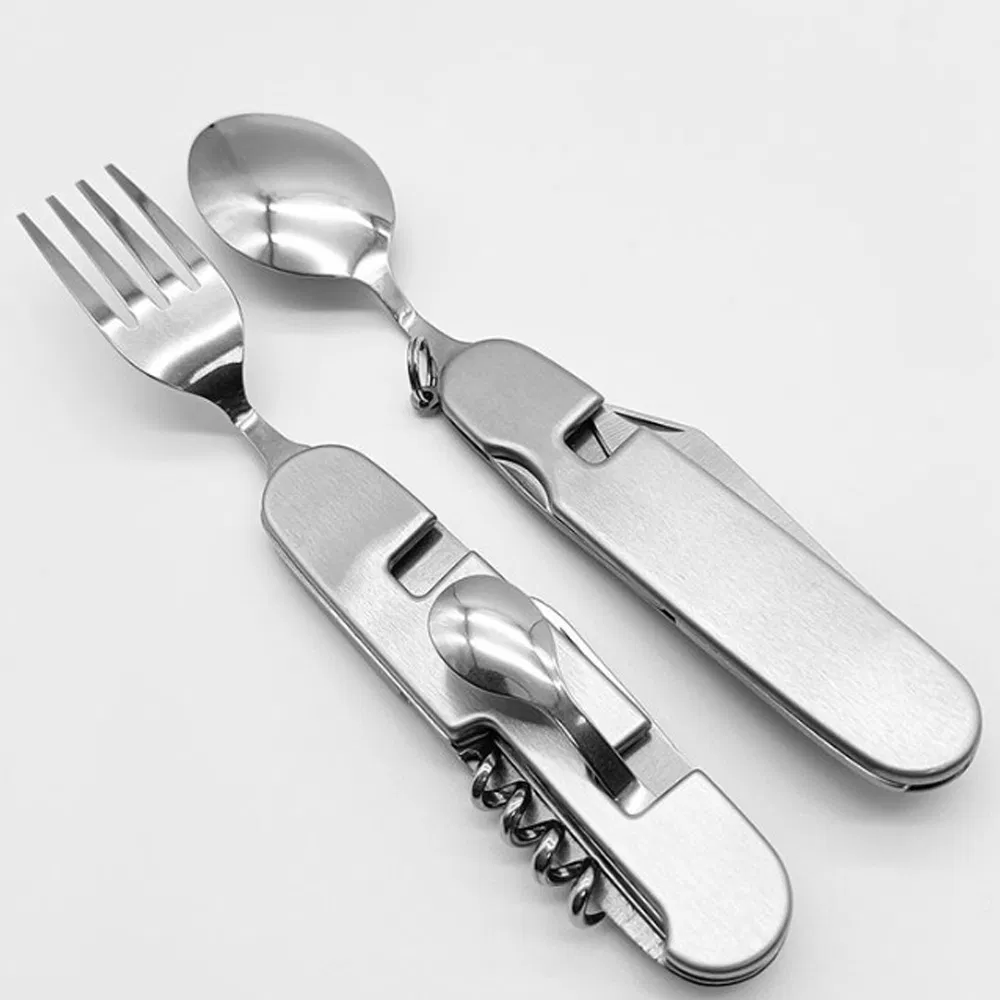 Camping Flatware Foldable Utensils Detachable Portable Compact Outdoor Cutlery