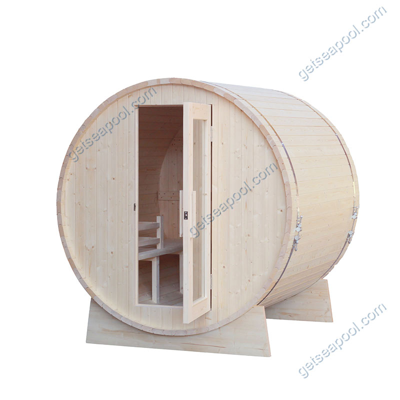 Бочкообразная сауна из хемлока и кедра для улицы