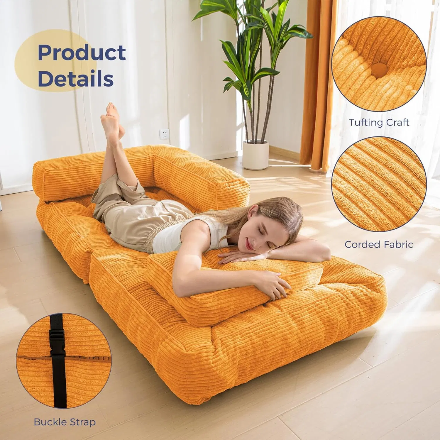 Bean Bag Bed Folding Sofa Bed Floor Mattress Long Floor Sofa