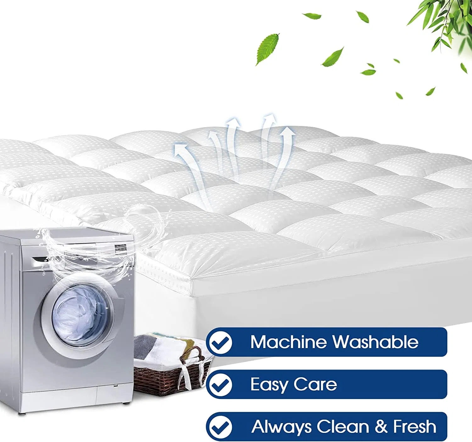 100% Cotton Fiber Waterproof Bed Mattress Bedspread Bed Cover Mattress Down Goose Duck Mattress Topper