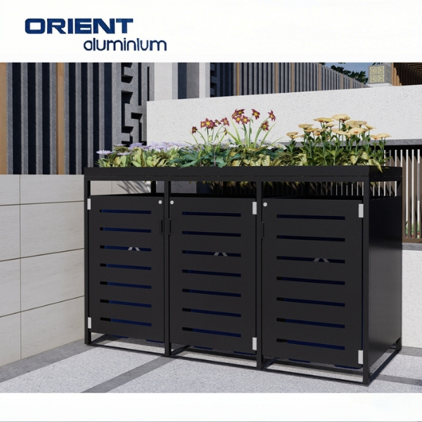 Customized Manufacture Metal Anti-Rust Aluminum Trash Cans Aluminum Garbage Bin Shed