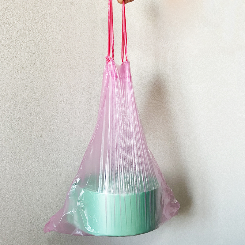 Custom Logo Printing Drawstring Garbage Bag Interleaved Plastic Trash Bag