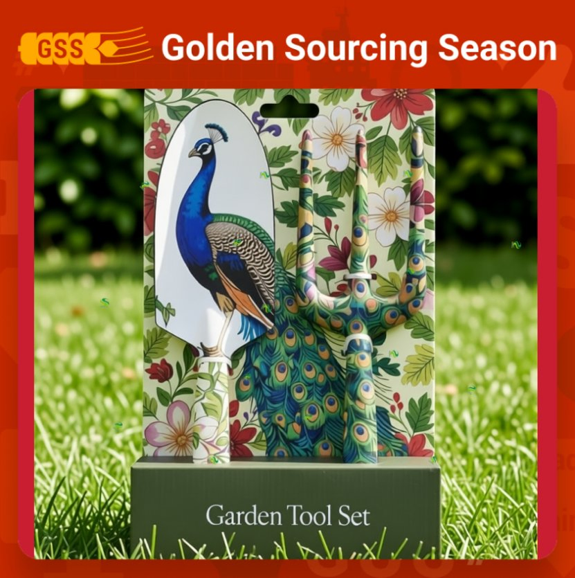 Peacock Pattern Garden Tools Premium Gift Set