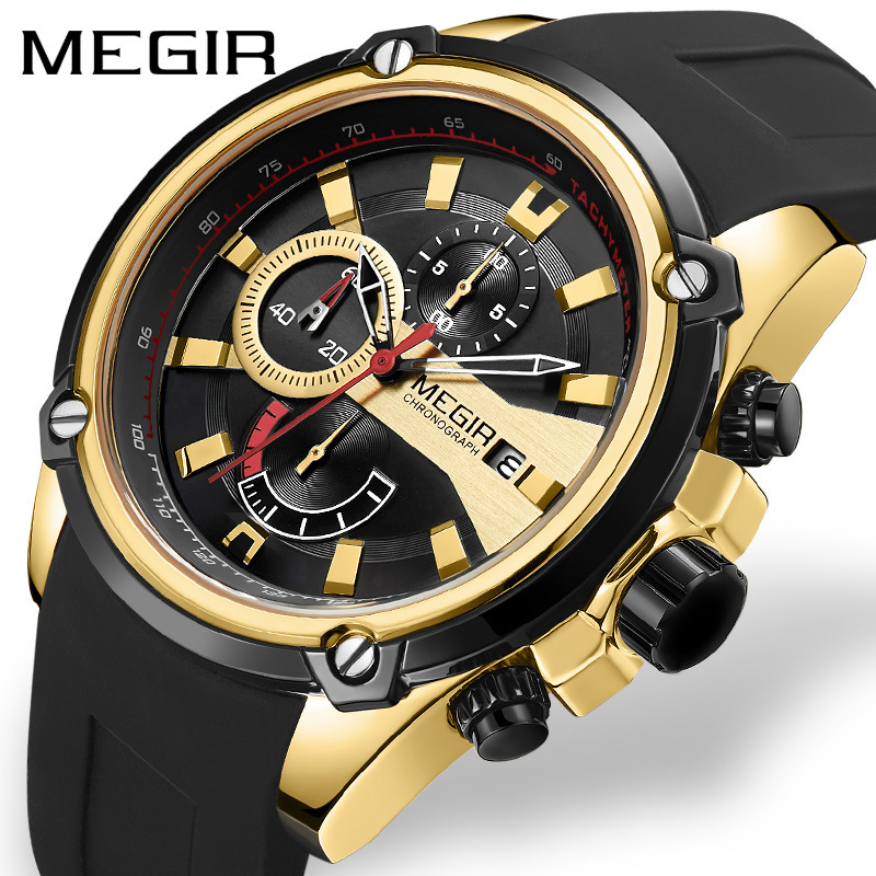 Megir 2086 Silicone Strap Men's Fashion Style Sports Luminous Quartz Watch