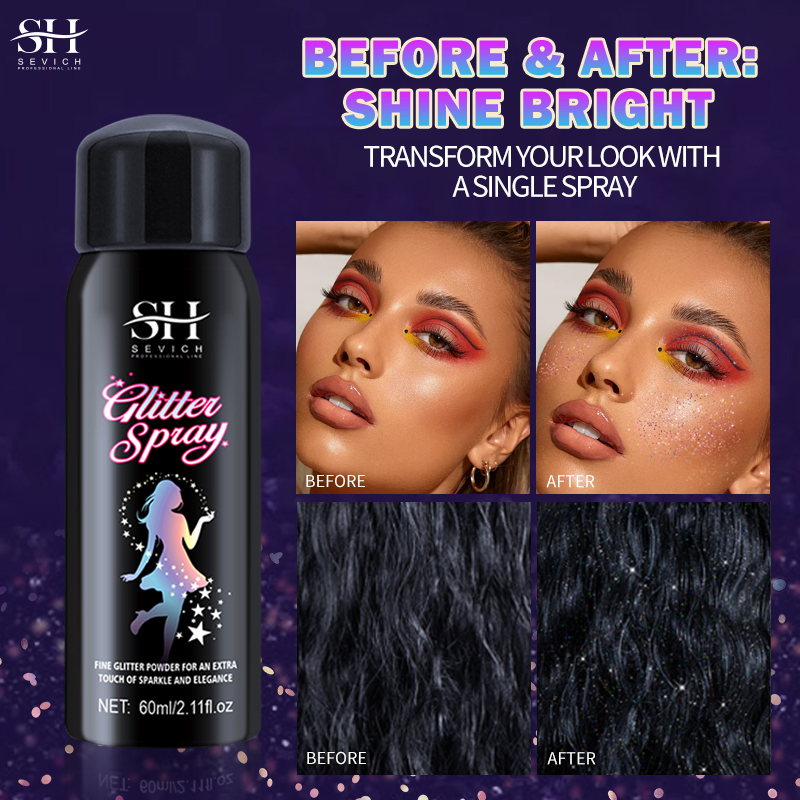 Body Glitter Mist Oil Shiny Glitter Spray Party Makeup