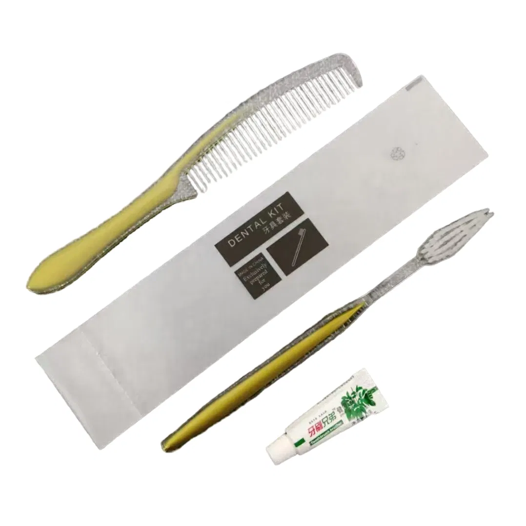 Toothbrush and Comb in Bag with Hotel Amenities for Guest Room