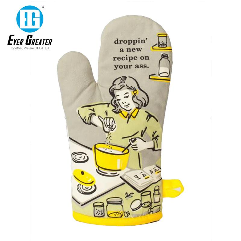 Custom Premium Oven Mitts Heat Resistant Cotton Christmas Oven Mitts Personalized Holiday Baking Gloves