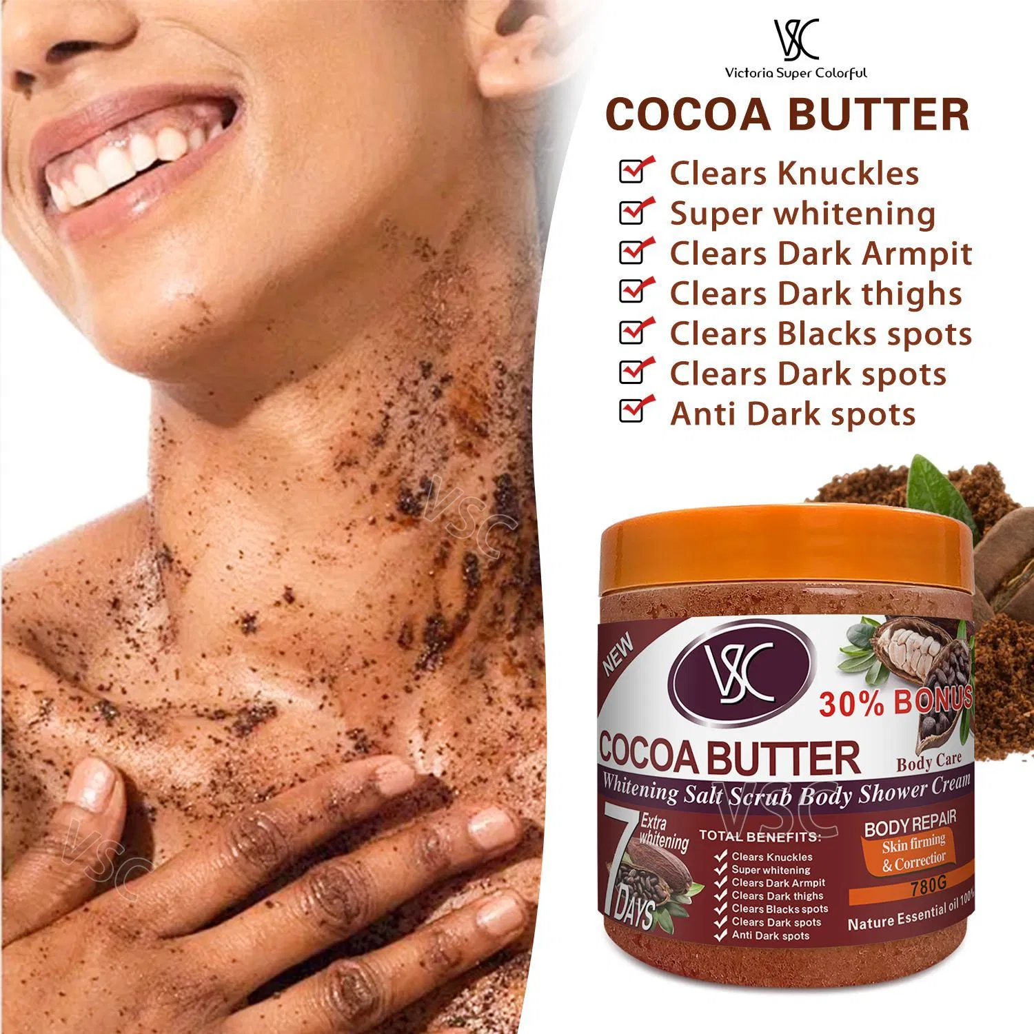 Exfoliating Body Scrub Bath Salt Coffee Vitamin C Turmeric Whitening Body Scrub