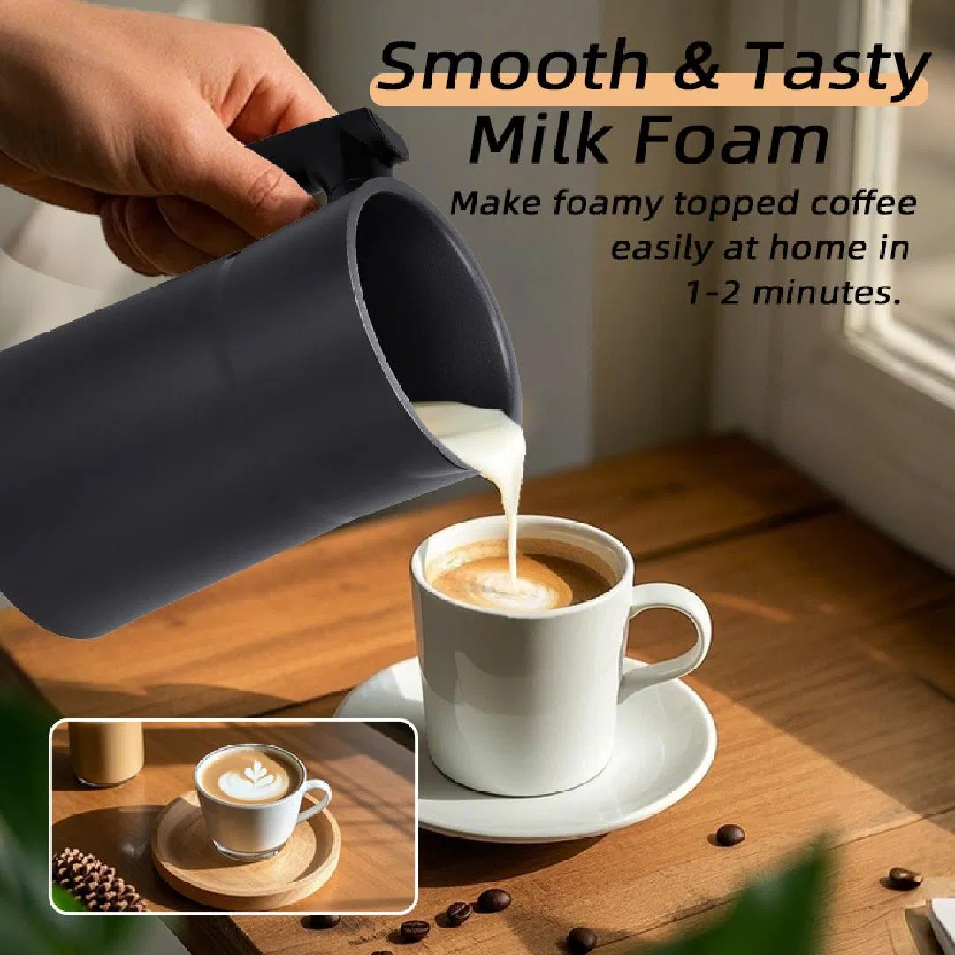 4-in-1 Milk Frother Machine-Heat Milk, Froth Hot/Cold, Make Creamy Foam, Includes Whisk & Jug