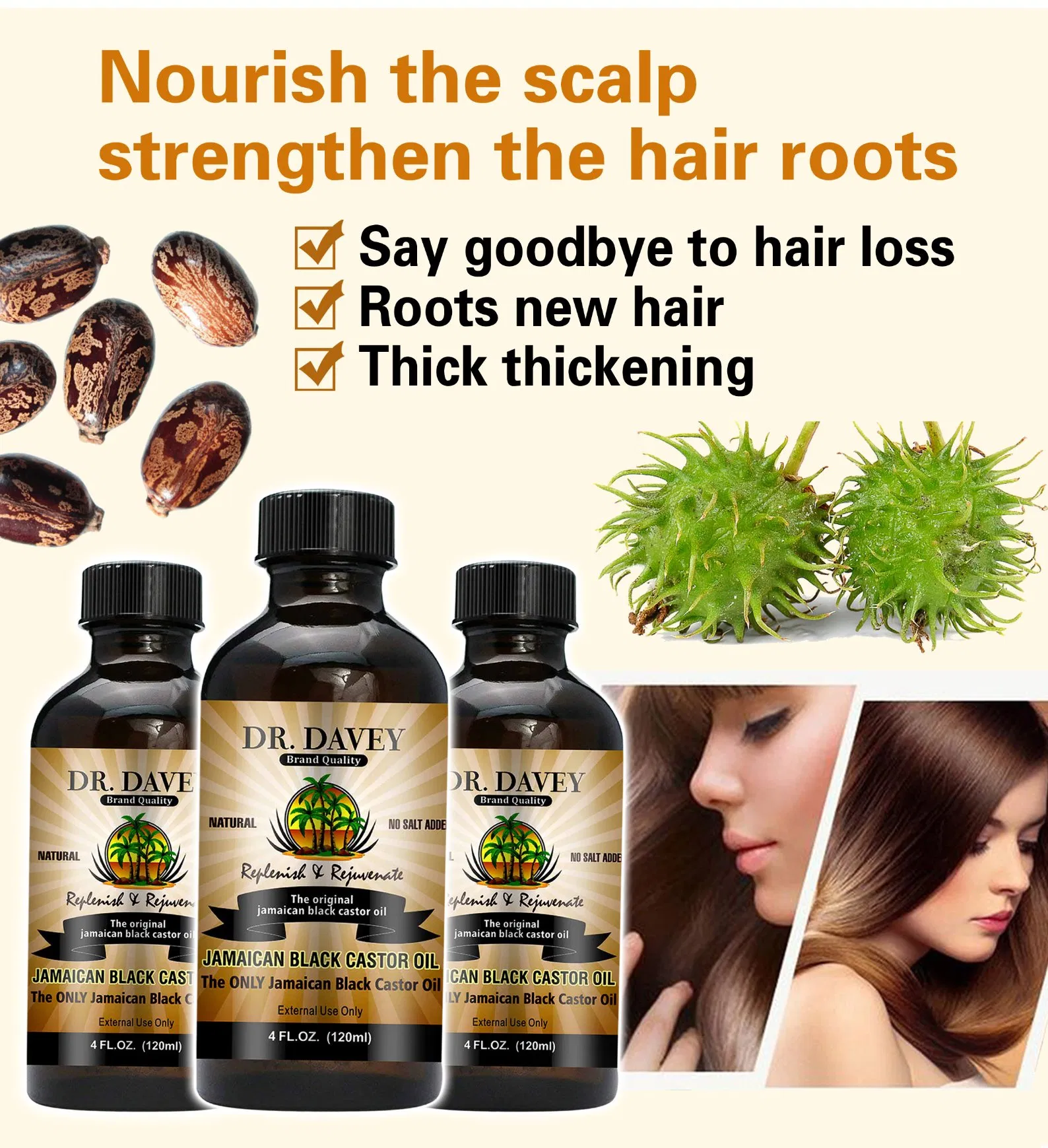 Dr. Davey Black Castor Black Seed Coconut Hair Growth Oil OEM/ODM Private Label Acceptable