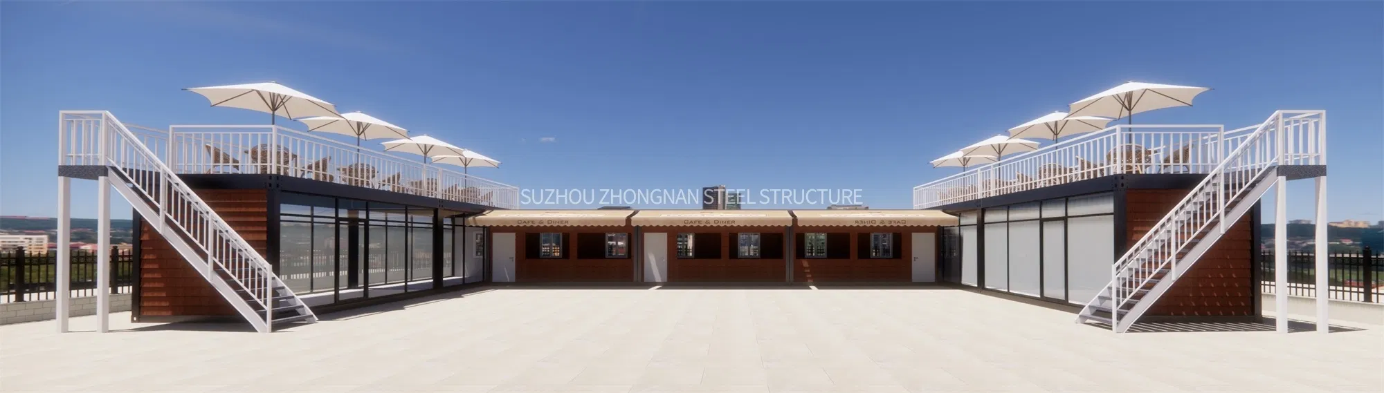 Large Beautiful Prefab Container Shop Building with Big Terrace for Sale
