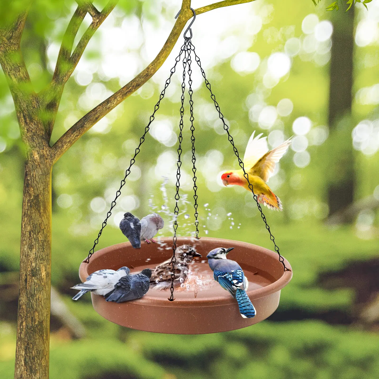 Bestseller Hanging Bird Bath Outdoors Green Garden Ornaments