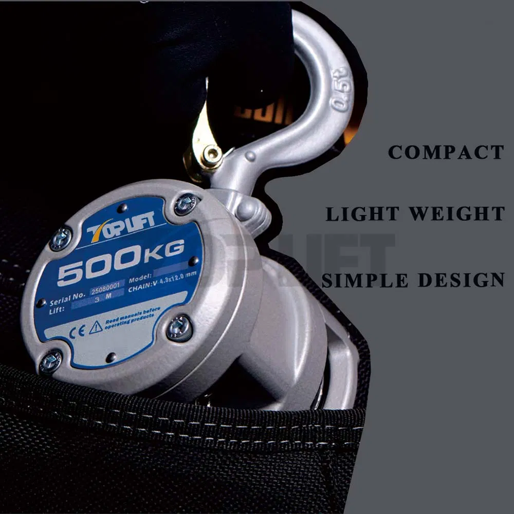 Versatile 500kg Manual Pulley Chain Hoist for Safe Lifting Light Weight