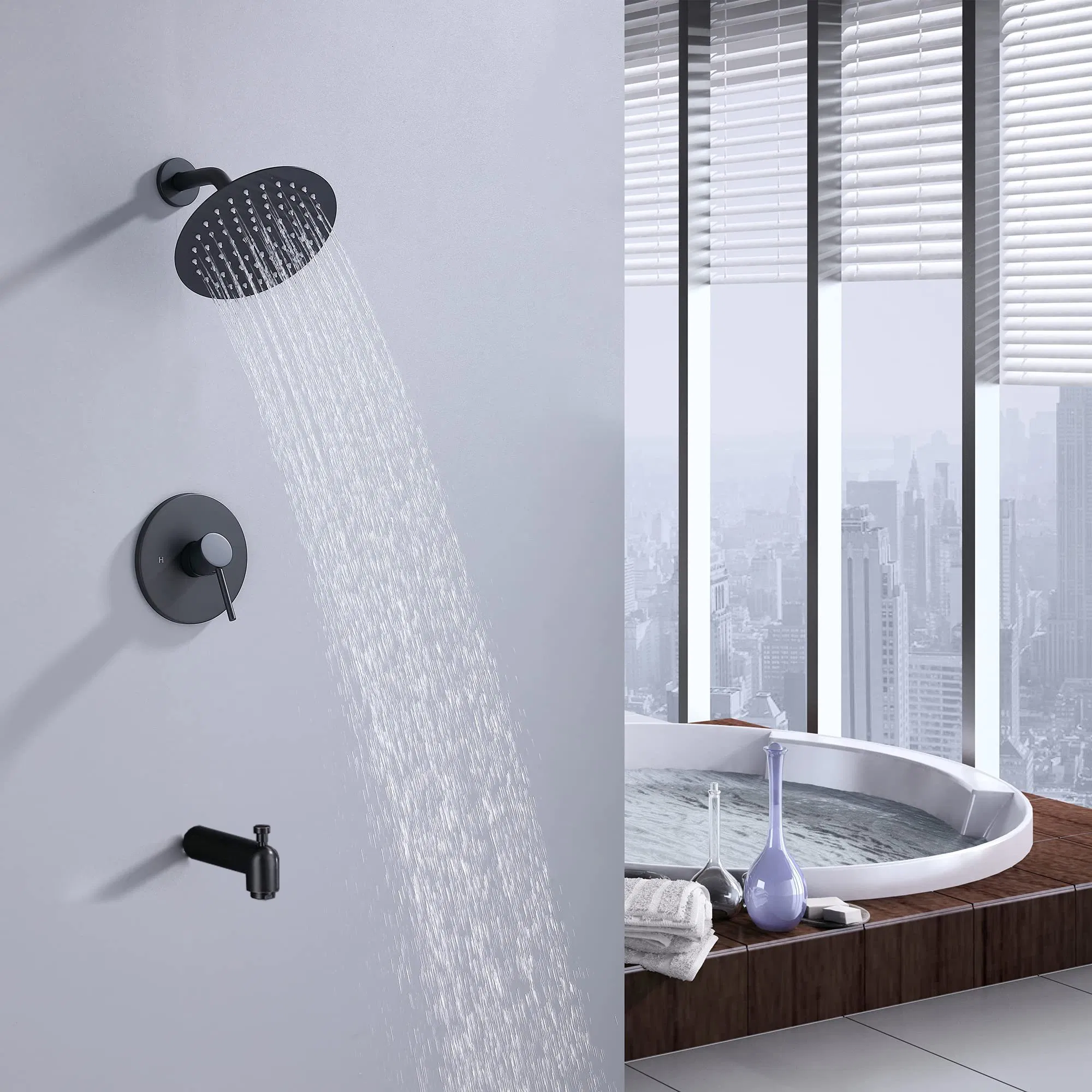 Single Handle 304 Stainless Steel Pressure Balance System Bathroom Shower Faucet with Solid Brass Rough-in Valve