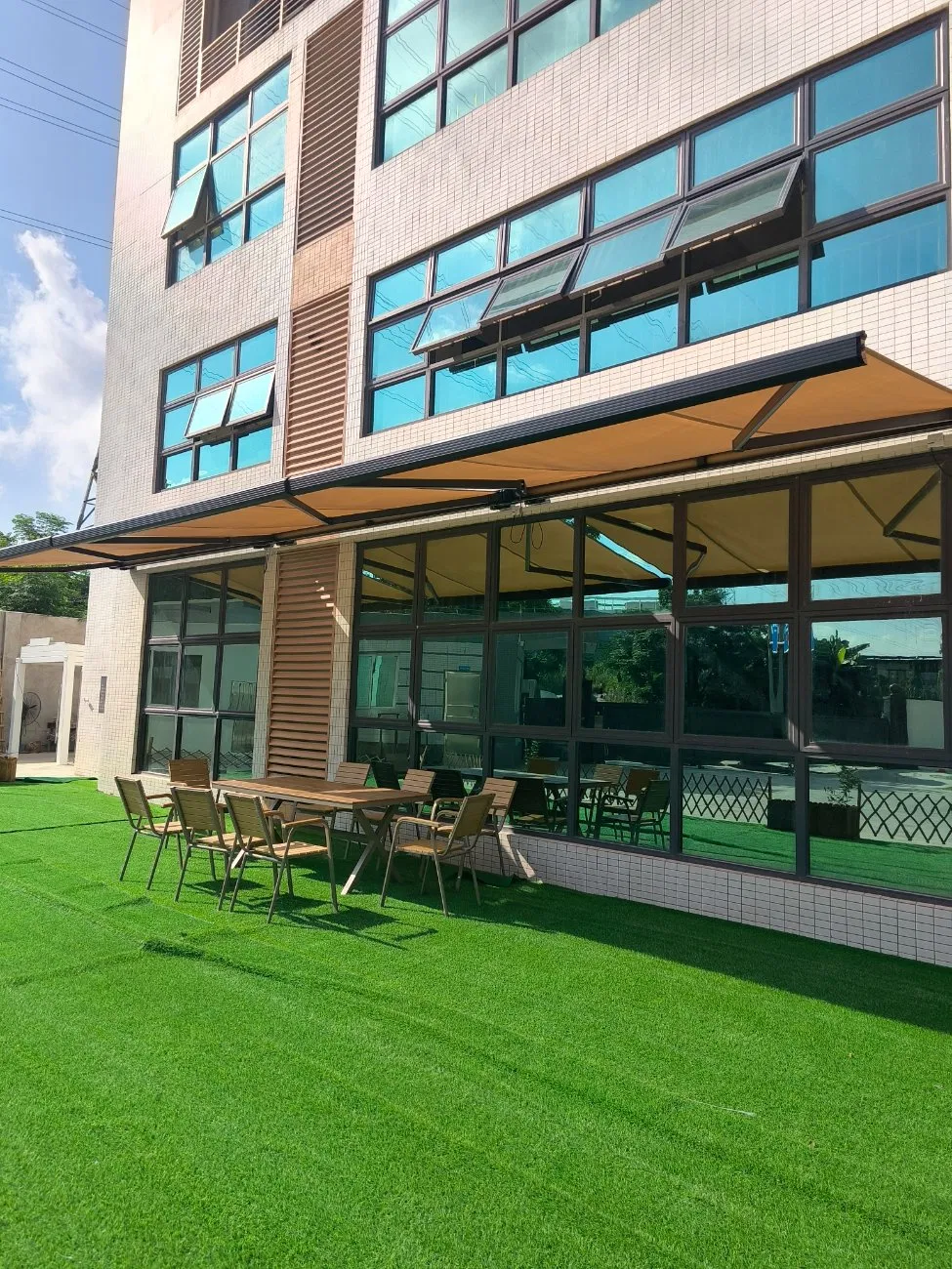 Custom Size Motorized Retractable Sunshade Outdoor Aluminum Alloy Frame Coffee Shop Garden Patio Awnings