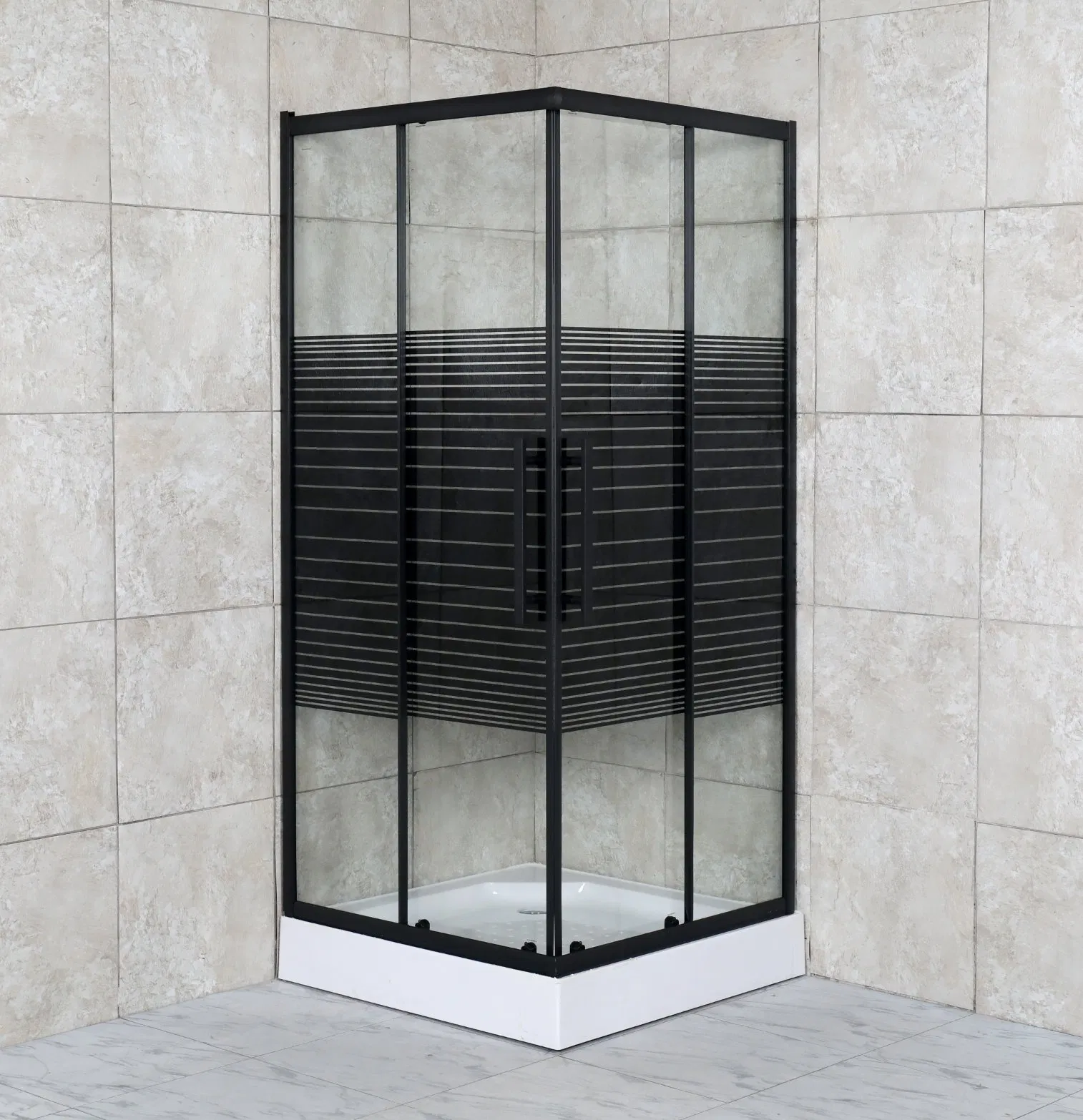 Hot Sale Prefab Bathroom Modern Tempered Glass Aluminium Frame Black Shower Enclosure