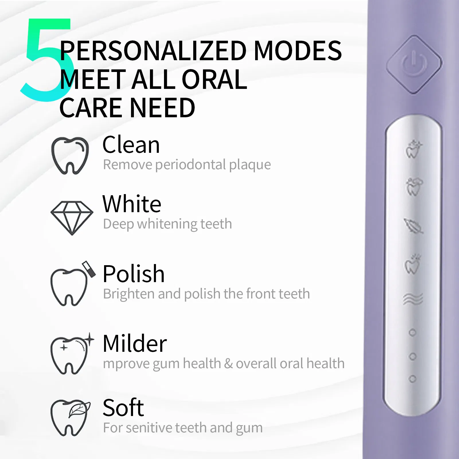 Factory Price Wholesale Low Price Waterproof Electric Toothbrush with 5 Modes