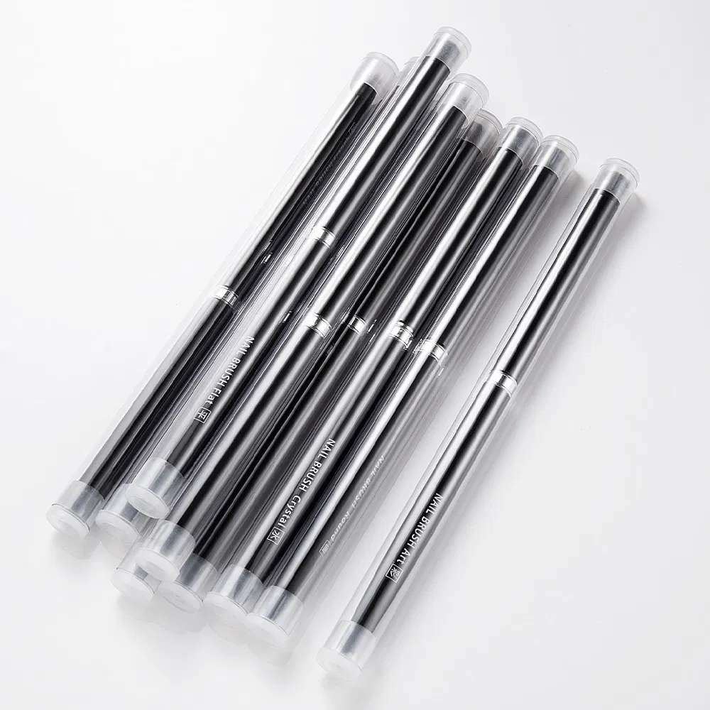 Flat 3D Painting Nail Art Brush Kolinsky Acrylic Metal Handle UV Gel Nails Brushes Polish Manicure Spatula Pen