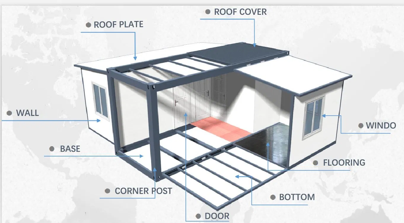 China Luxury 20/40FT 2 Bedroom Modular Steel Structure with Toilet Prefab Mobile Shipping Expandable Container House Price for Prefabricated/Living