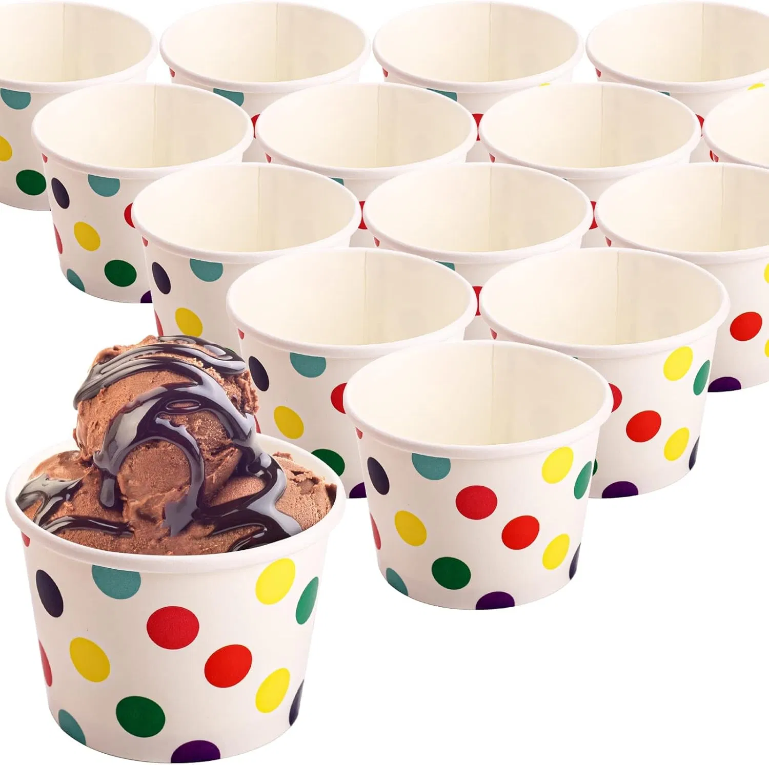 8 Oz Food Grade White Paper Bowl Eco Friendly Disposable Ice Cream Dessert Cold Drink Hot Soup Takeaway Food Container