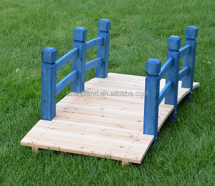 Outdoor Garden Wooden Bridges Burnt Brown Feature with Double Rails