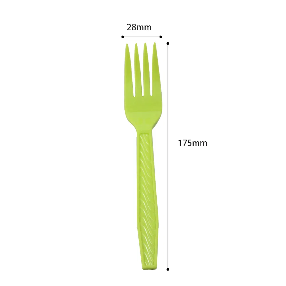 Disposable Plastic Cutlery 175mm Length PS Plastic Fork Custom Green for Restaurant