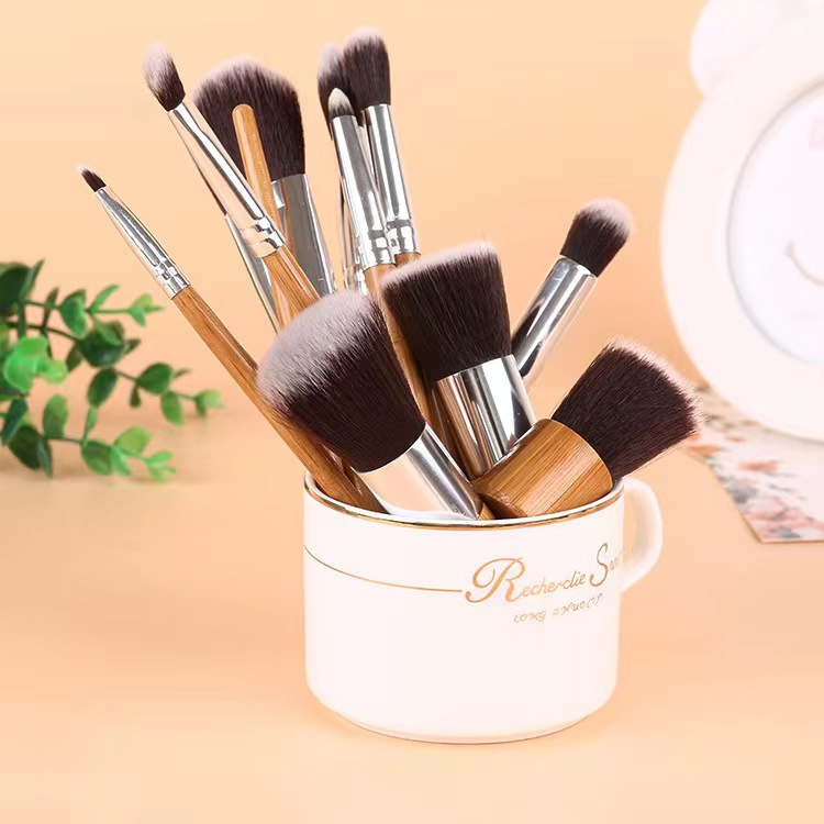 Bamboo Handle Makeup Brush Set/Bamboo Handle Beauty Tool/Wood Dispersion Brush/Bamboo Handle Setting Makeup Brush Set/Eco Friendly Beauty Tool