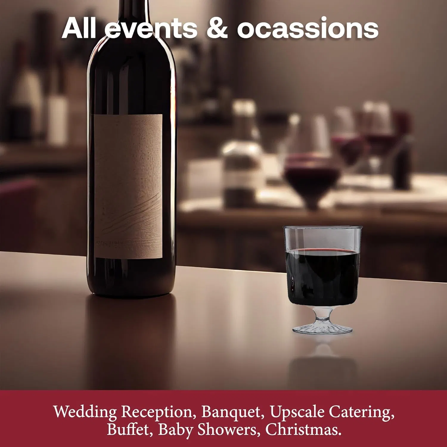 Elegant Clear Plastic Wine Glasses for Tastings and Samples