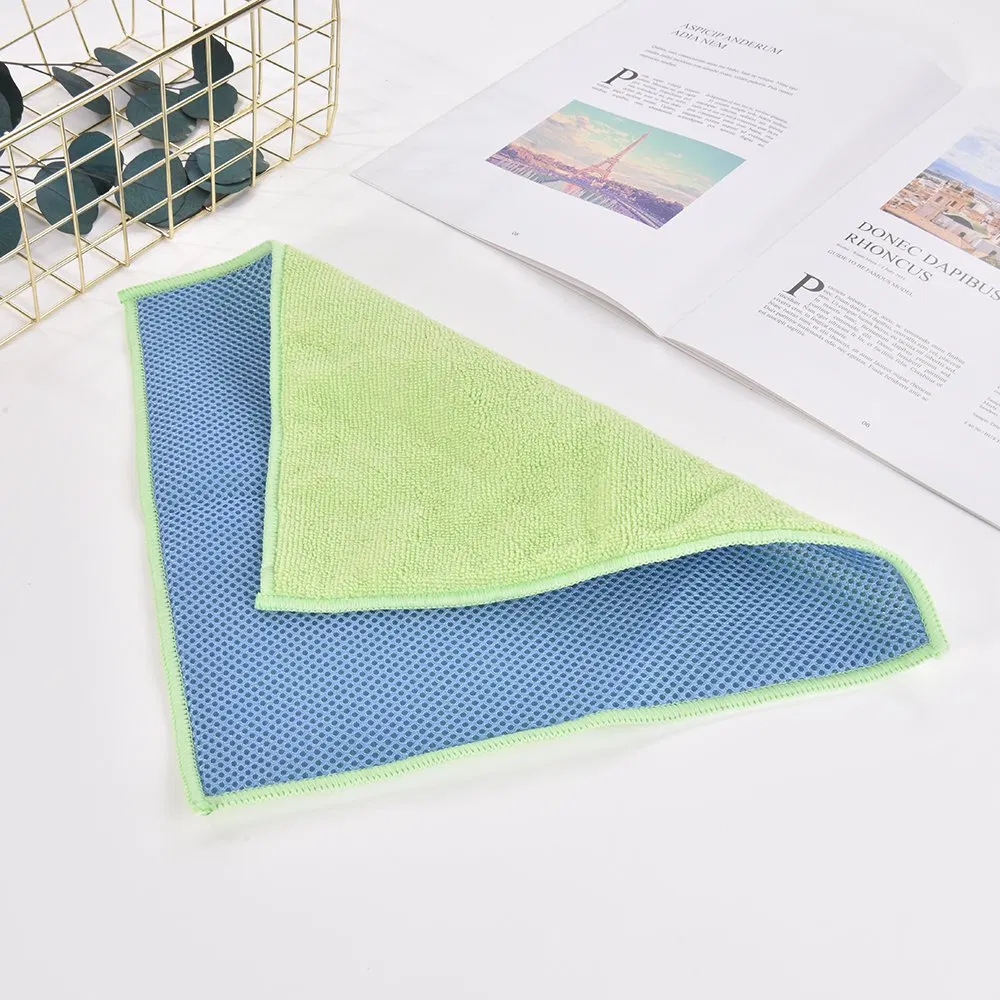 High Absorbent Terry Microfiber with Sanwich Mesh Net Cleaning Cloth