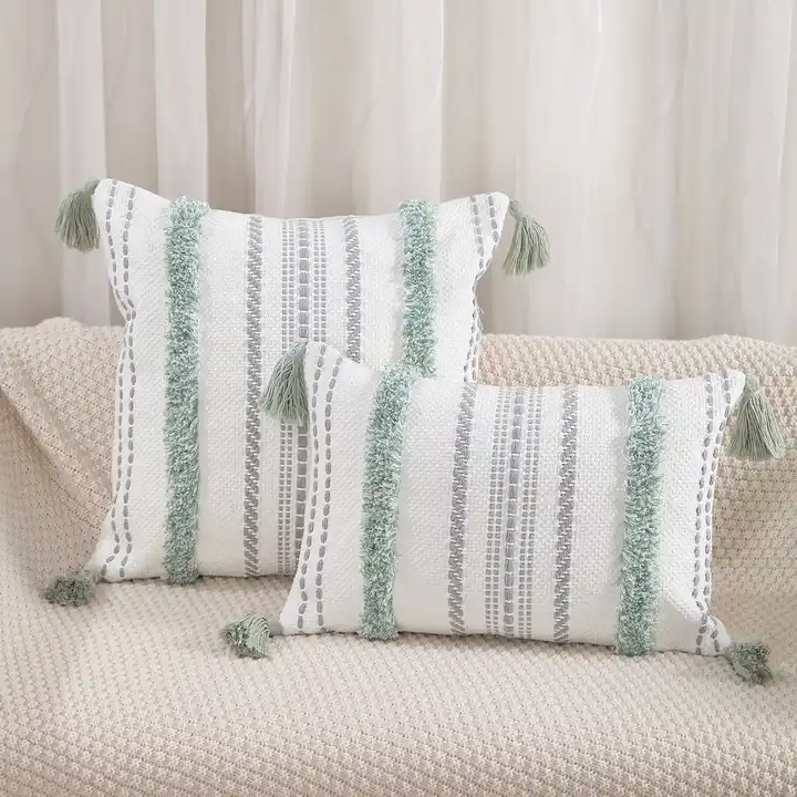 Xinlan New Nordic Vintage National Wind Circle Pile Pillow Cover Furniture Living Room Sofa Cushion Cover Backrest Cover