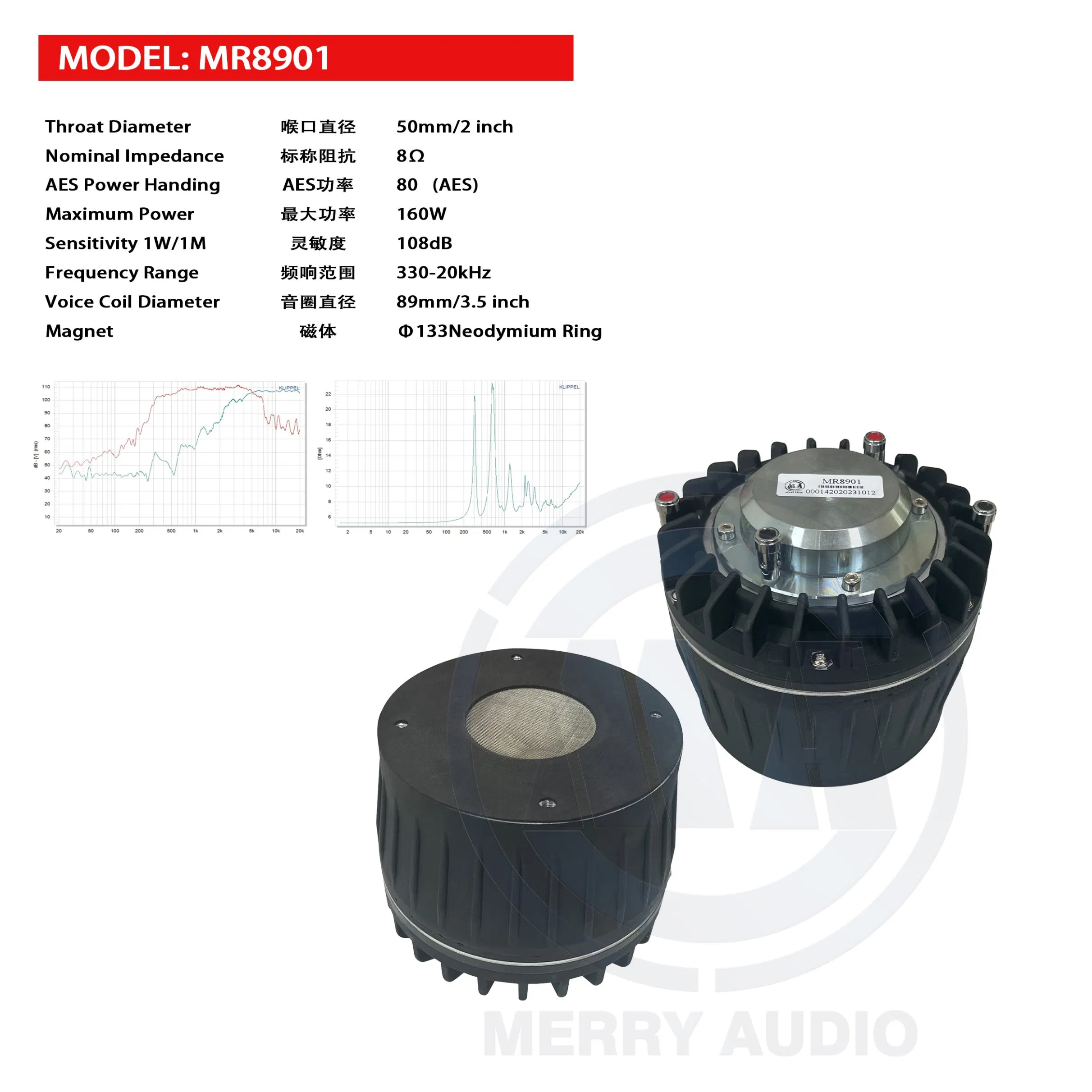 High Quality Neodymium Magnet 89mm Diaphragm Hf/MID-Range Tweeter Speaker