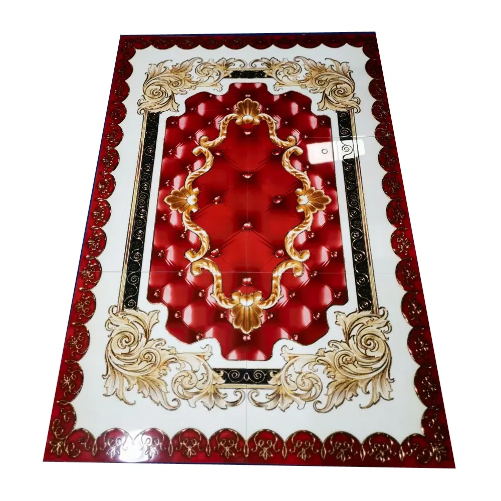 Керамогранитная плитка с цветочным узором и золотой поверхностью